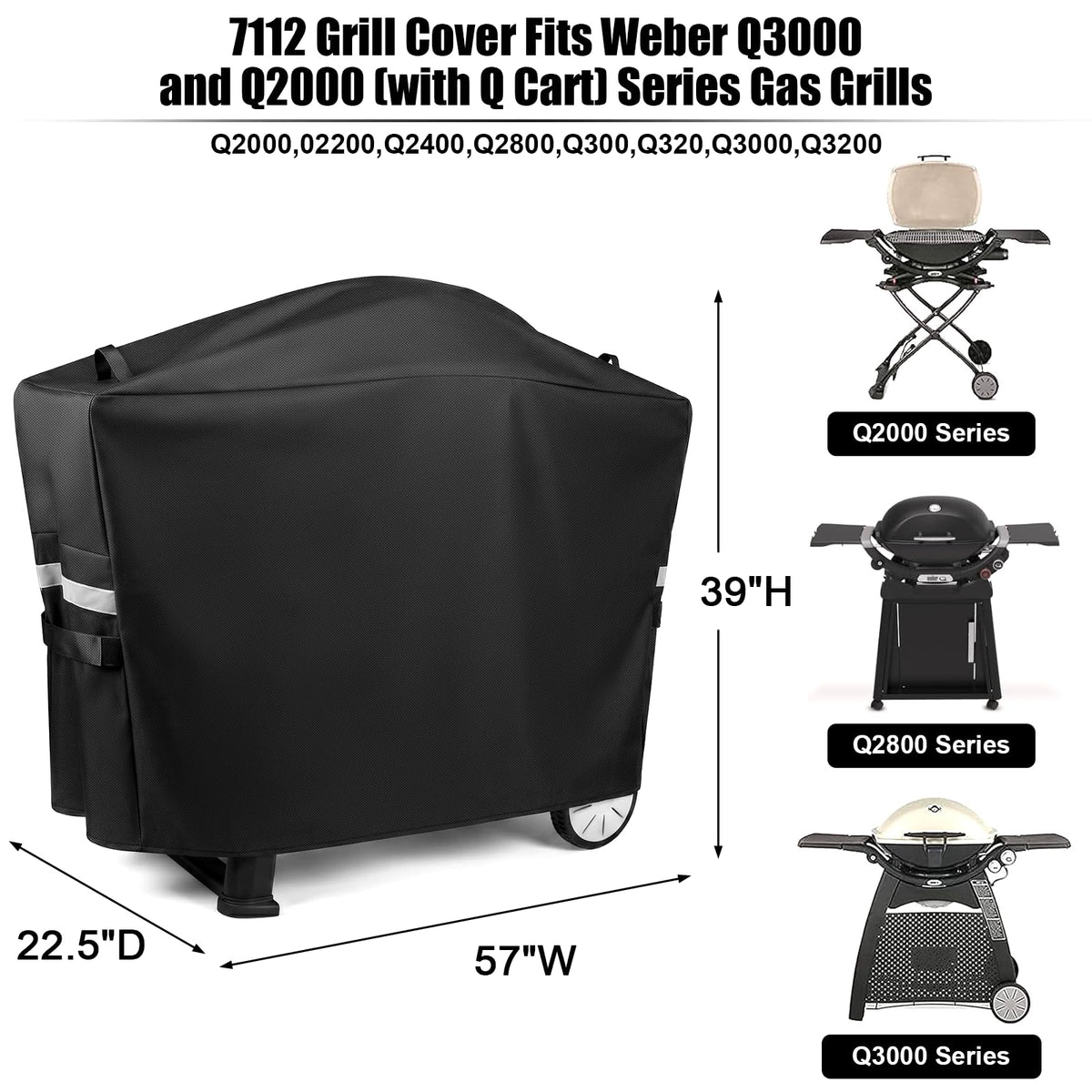 QuliMetal 7112 grill cover for Weber Q2200 guards against UV exposure