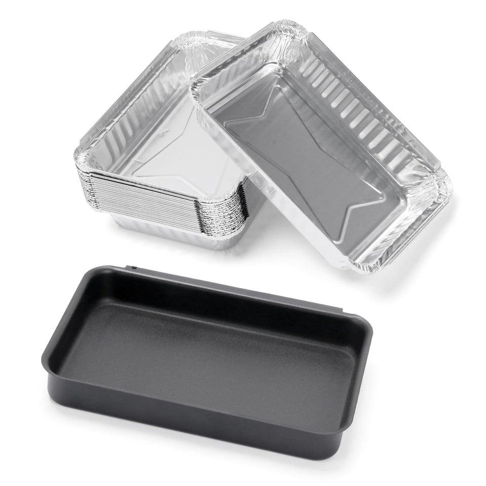 QuliMetal 93305 catch pan for Weber grills with disposable liners for easy cleanup.