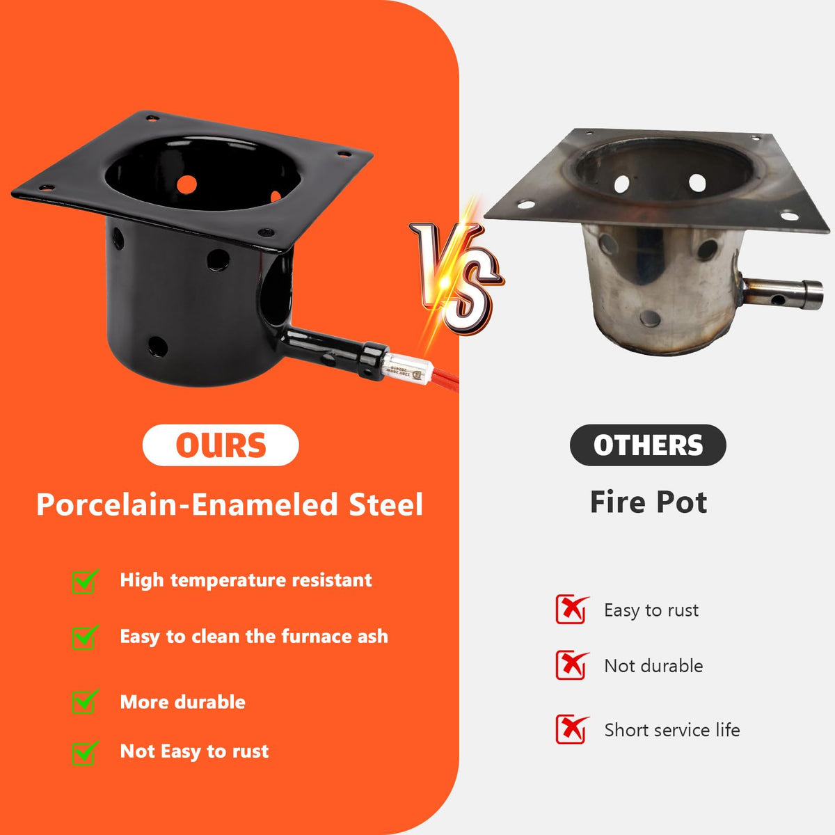 QuliMetal ash remover included with burn pot for improved airflow