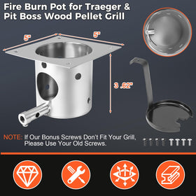 QuliMetal ash remover included with burn pot for quick cleanup.