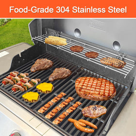 Easy to wipe clean after grilling due to stainless finish.