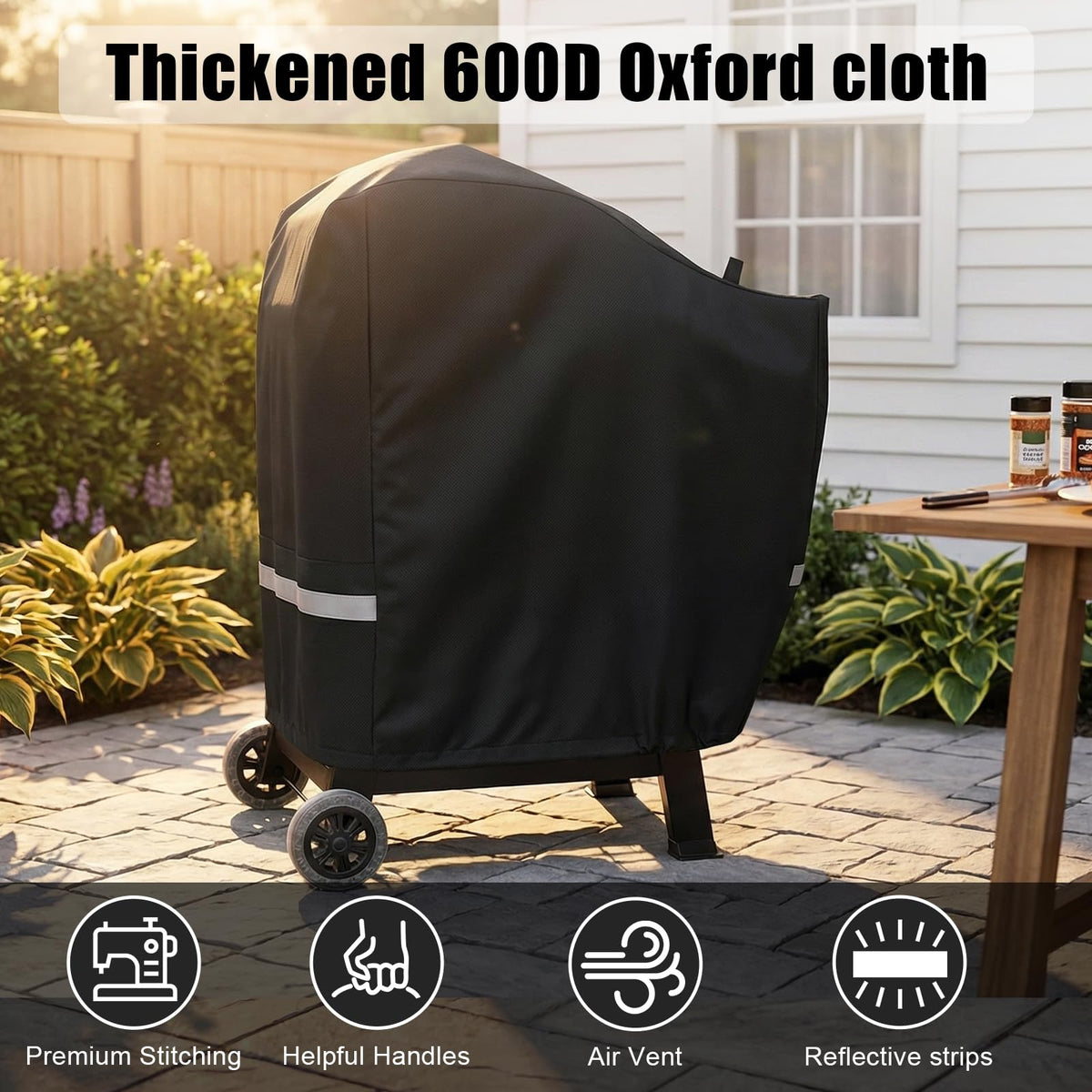 QuliMetal elastic drawstrings secure a snug grill fit