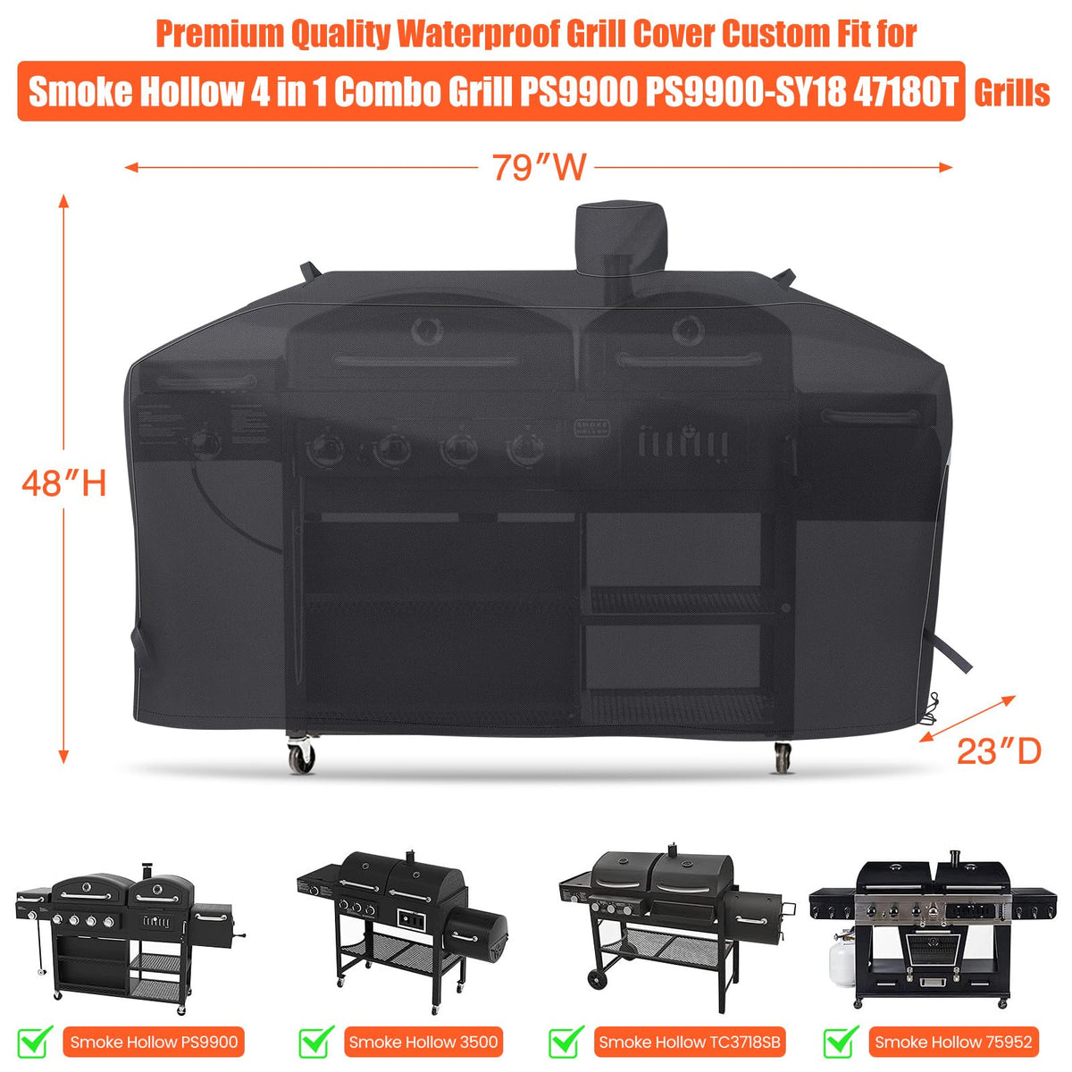 QuliMetal GC7000 elastic-drawstring cover secures a snug fit against wind.