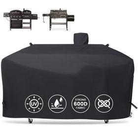 QuliMetal GC7000 full-coverage grill cover protects the 79-inch grill from sun and rain.