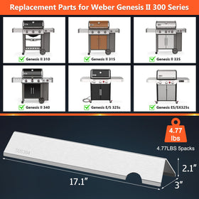 QuliMetal flavorizer bars 5pc in SUS304 stainless for direct-heat protection