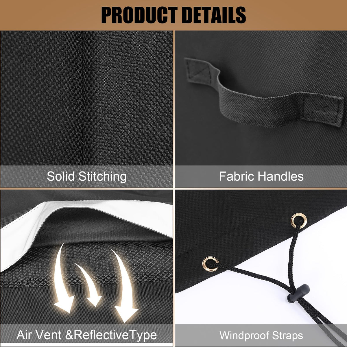 Elastic drawstring detail on QuliMetal Pit Boss Austin XL windproof cover