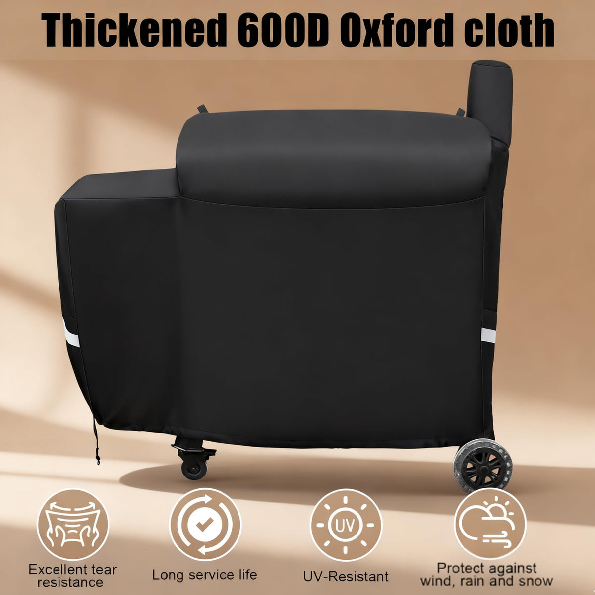 QuliMetal cover features reinforced stitching for durable protection against wind and wear