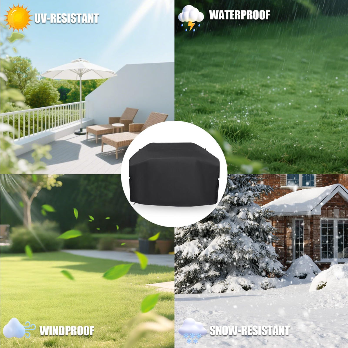 QuliMetal 70-inch outdoor cover for year-round grill protection.