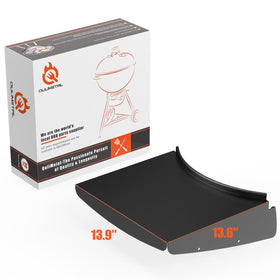 QuliMetal 22-inch shelf from the front view expands counter space for sauces and rubs.