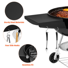QuliMetal shelf mounted on Weber Master-Touch with black powder-coated steel finish.