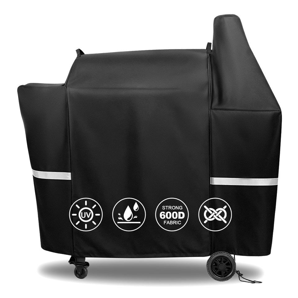 QuliMetal Pit Boss 820 Deluxe fit cover protects grill from rain and sun.