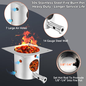QuliMetal SUS304 stainless steel burn pot showing durable, rust-resistant construction.
