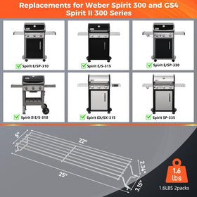 QuliMetal warming rack for Weber Spirit II 300, front view, easy access while cooking