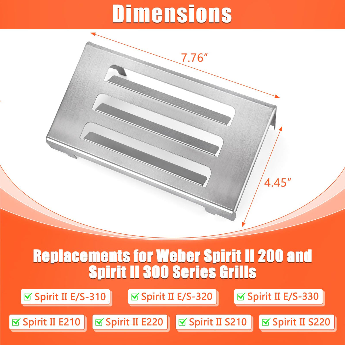 QuliMetal 67060 heat deflector on Spirit II 300 Series side view guides drips away from the burners