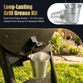 QuliMetal easy cleanup with grease bucket and disposable liners.