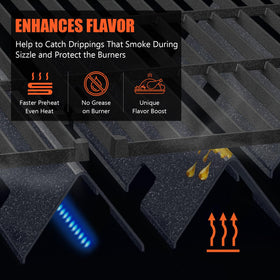 Four-notch design on QuliMetal bars improves airflow and flame visibility.