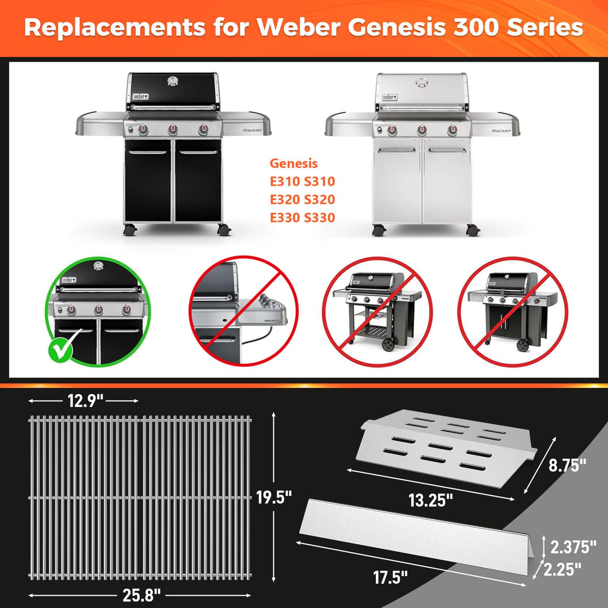 QuliMetal Genesis 300 flavorizer bars, 5-pack, even heat.