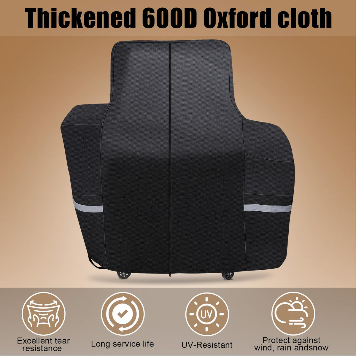QuliMetal grill cover with zipper closure enables quick on/off for easy grilling