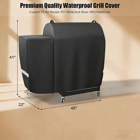 QuliMetal RT590 grill cover side view demonstrates wind resistance and durable outdoor protection