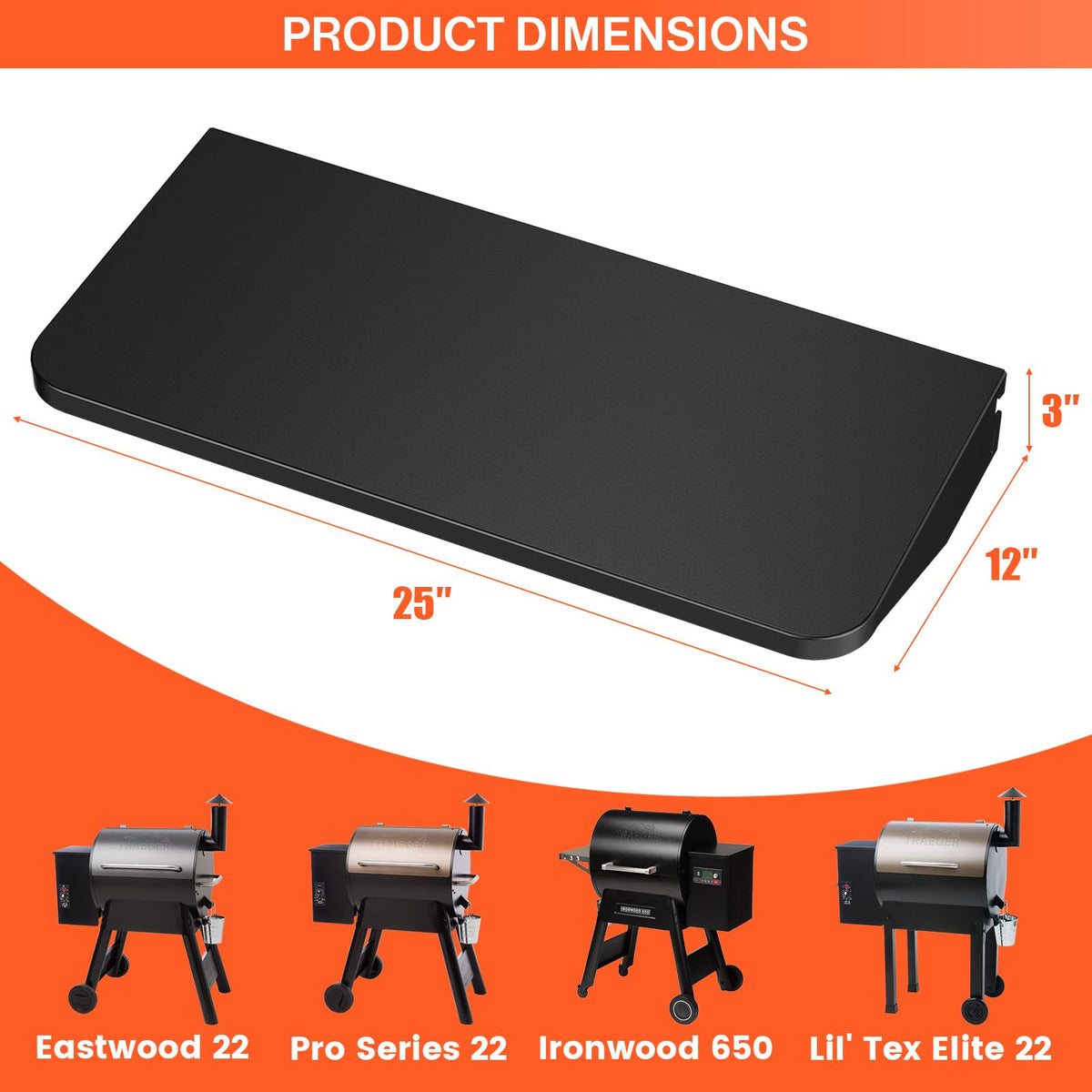 QuliMetal Traeger Pro 575 workspace attachment enhances prep efficiency.