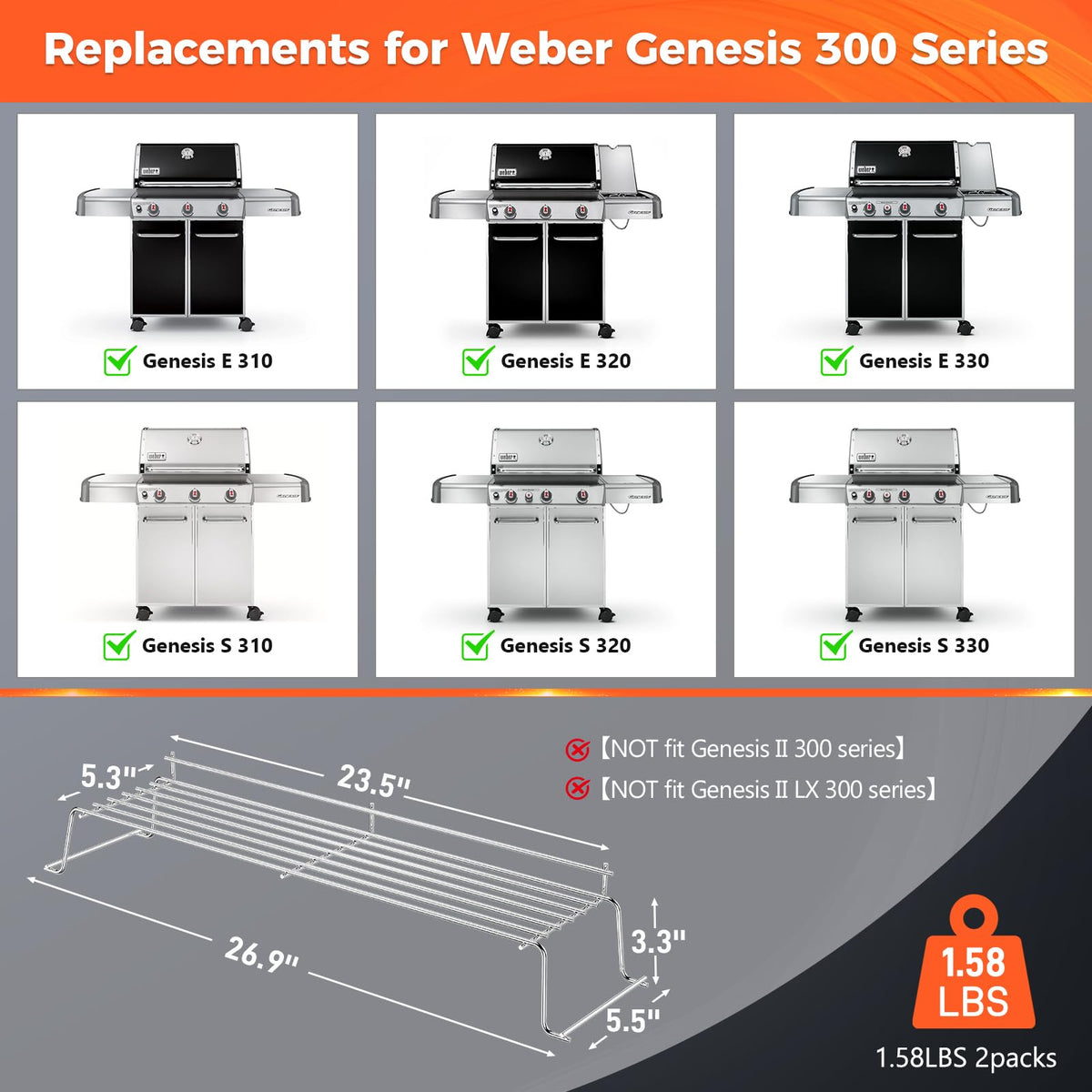 QuliMetal warming rack expands interior space for side dishes on the Genesis 300 grill.