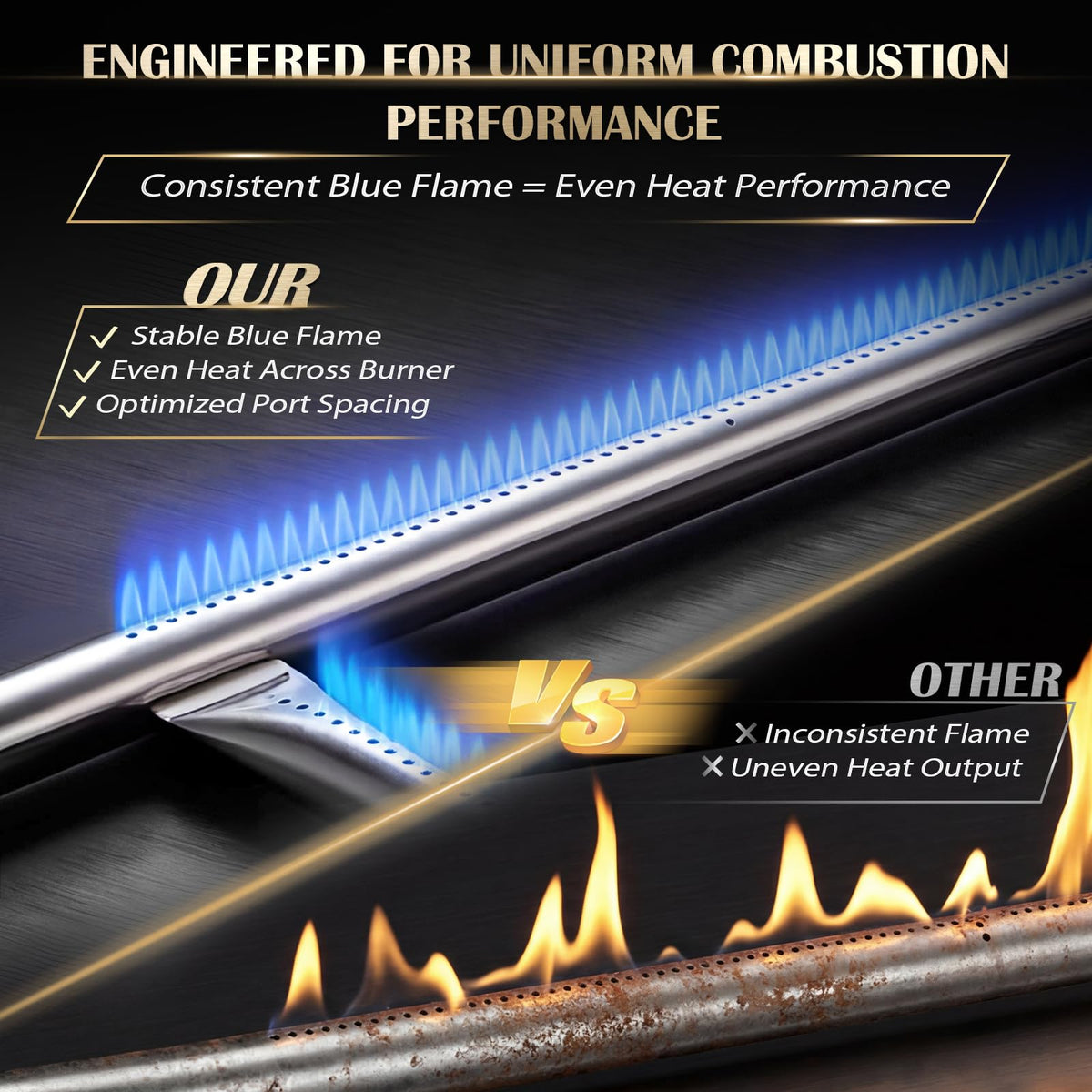 QuliMetal burner tube for Weber 386002 — corrosion-resistant stainless steel