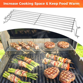 QuliMetal Weber Spirit 220 warming rack mounted for extra space