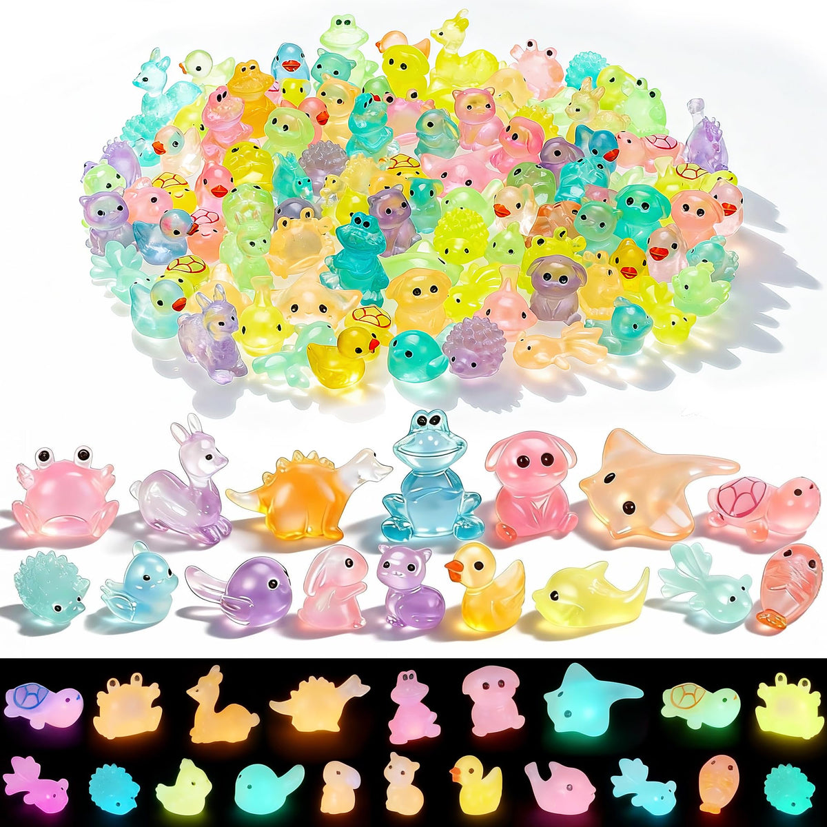 QUMMFA mini resin ducks glow softly for aquarium and fairy garden decor