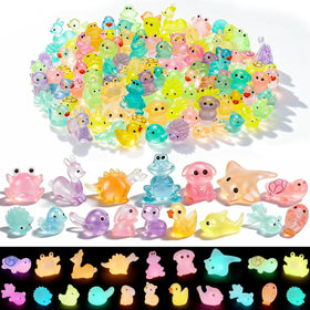 QUMMFA mini resin ducks glow softly for aquarium and fairy garden decor