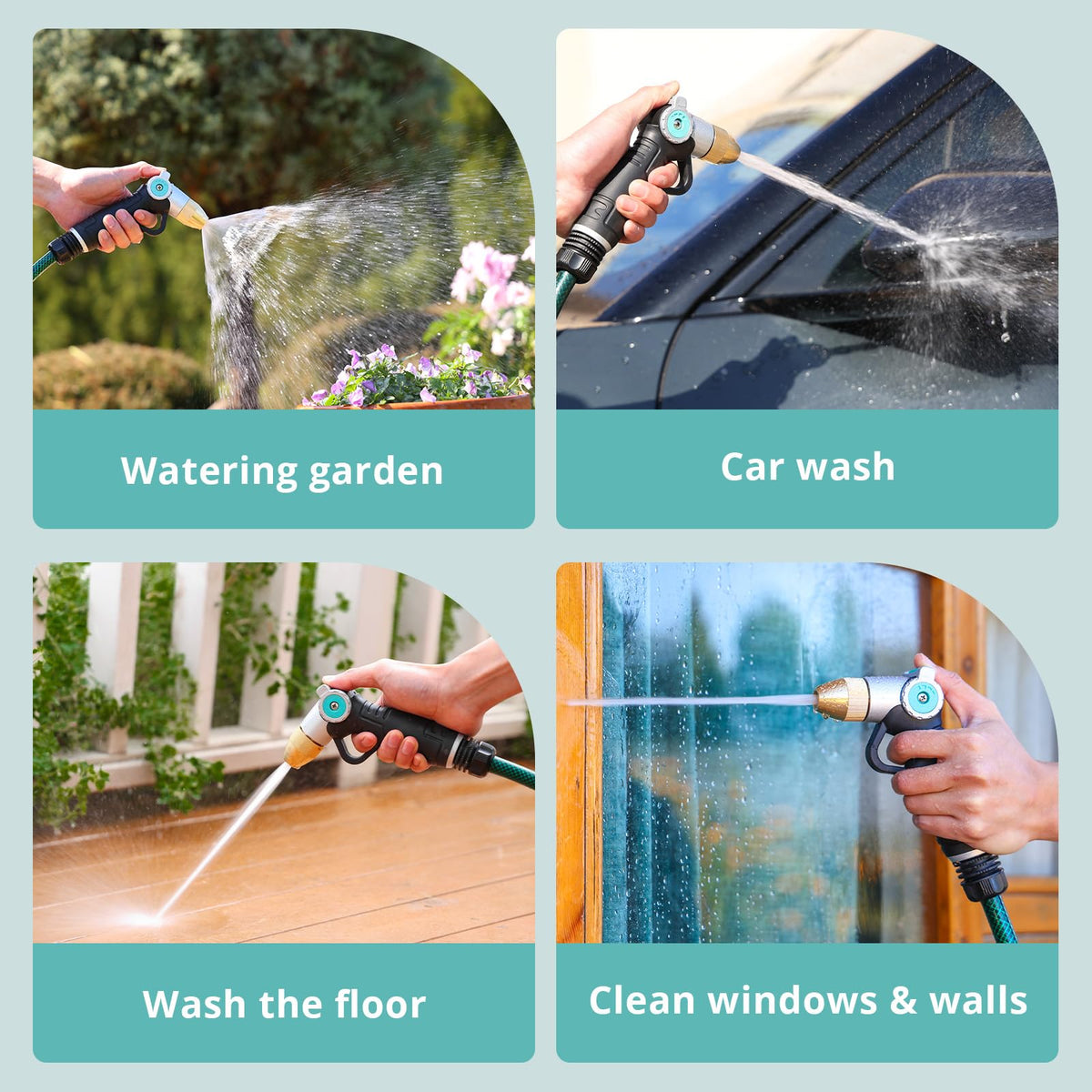 QUOBAS three-pattern design speeds car wash and yard cleanup.