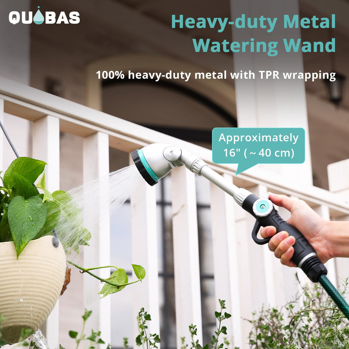 QUOBAS 90-degree head enables precise watering around foliage.