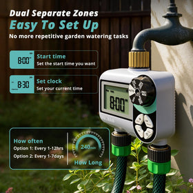 QUOBAS brass sprinkler timer LCD display close-up for easy scheduling