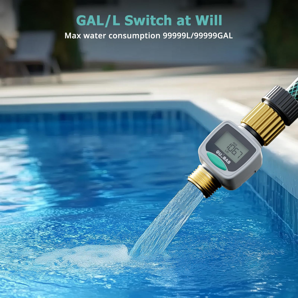 QUOBAS lifetime total reveals total water through the device.