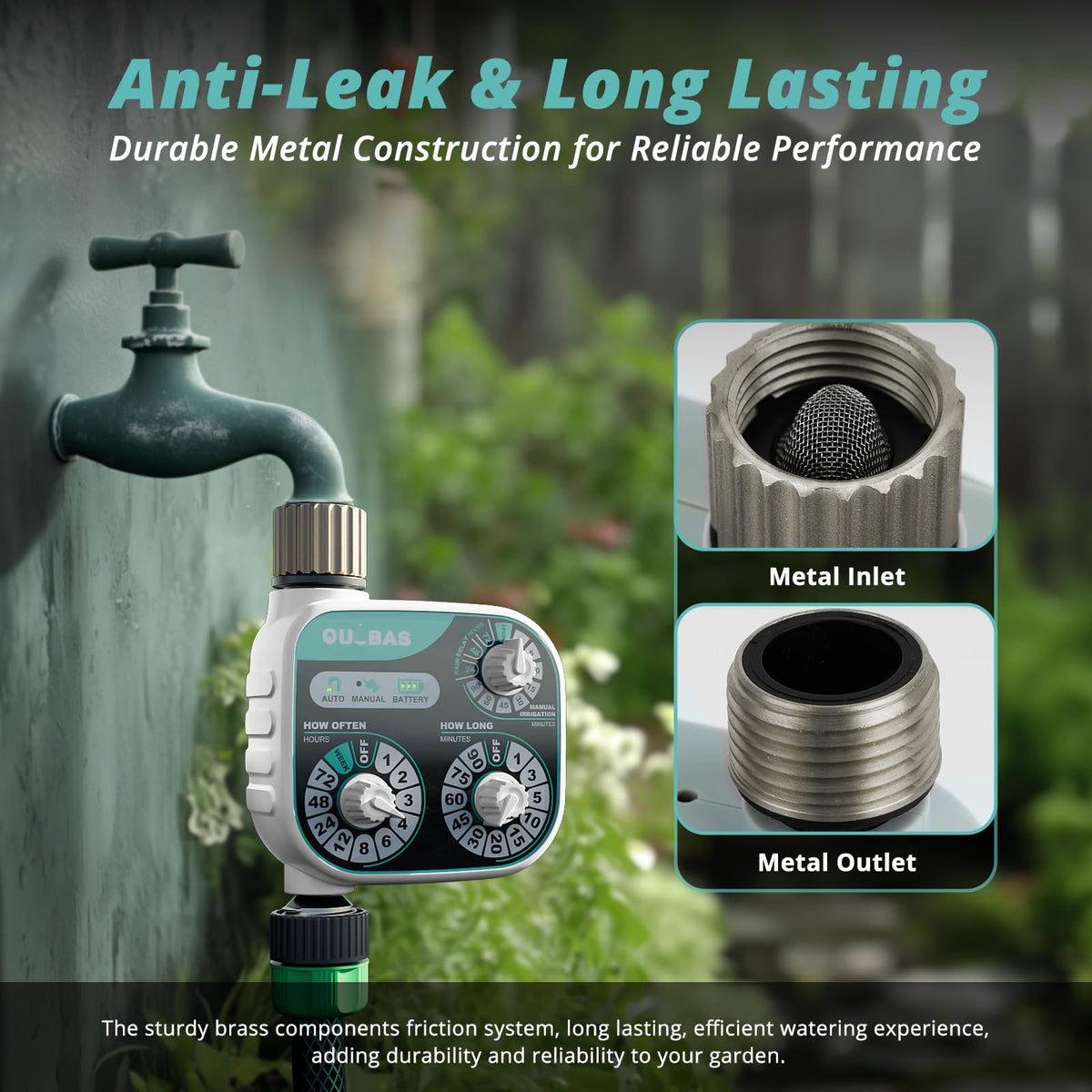 QUOBAS dial auto mode demonstrates automatic lawn watering