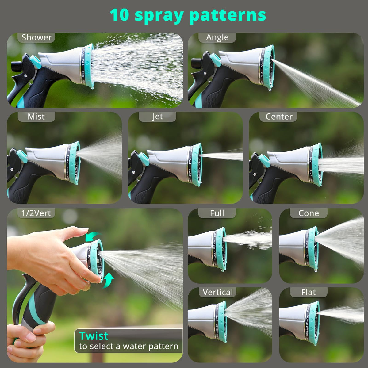 QUOBAS ergonomic trigger offers comfortable control during long watering sessions.