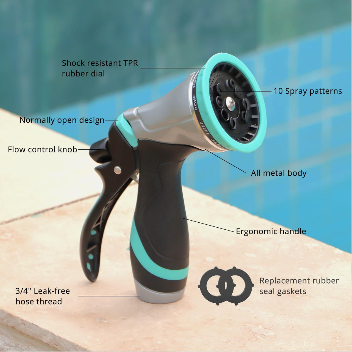 QUOBAS leak-proof seal supports secure hose connection and mess-free use.