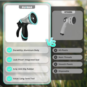 QUOBAS nozzle fits gardening, car washing, and pet care tasks.