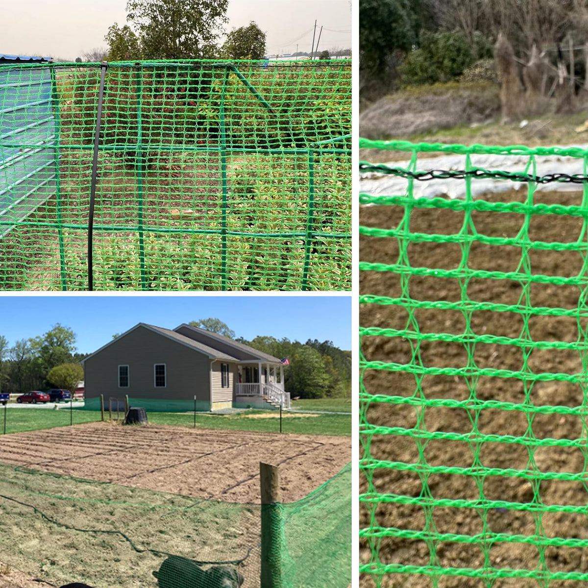 Quobiad fence with zip ties installed around trees for quick setup.