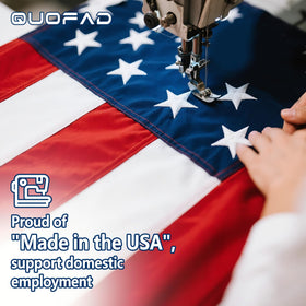 QUOFAD flag with vivid color-fastness resists fading in all weather conditions.