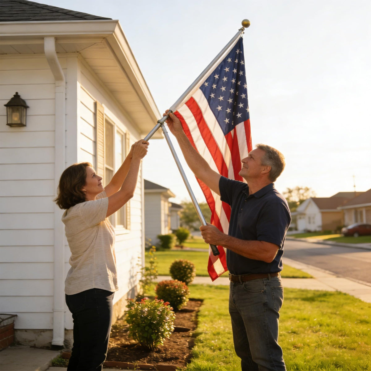 QUOFAD Made in USA flag ideal for Memorial and Independence Day displays.