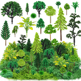 QUOZUO green mixed model trees collection enhances miniature landscapes with varied heights.