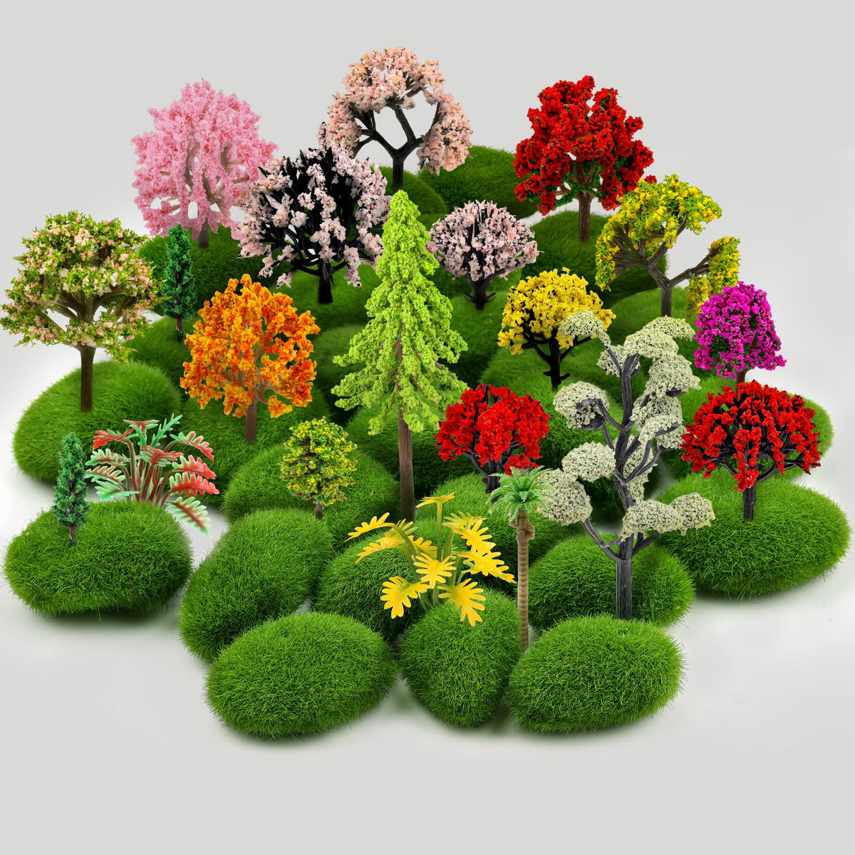 QUOZUO miniature trees set adds colorful diorama detail for model scenery