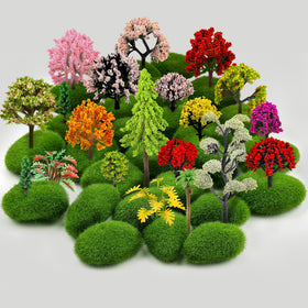 QUOZUO miniature trees set adds colorful diorama detail for model scenery