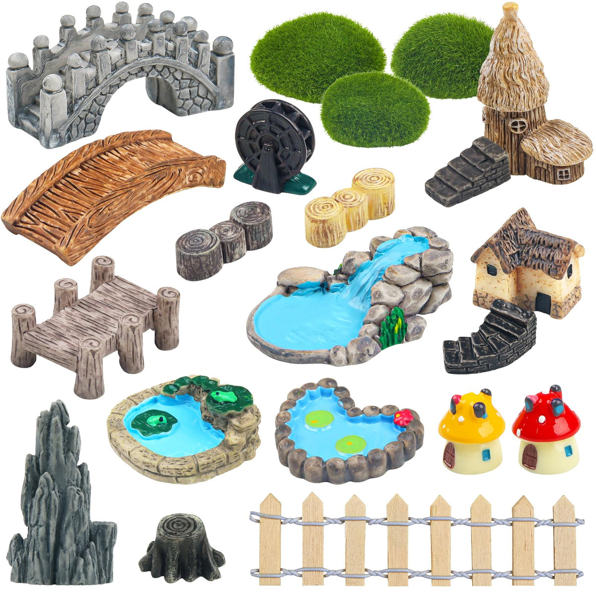 QUOZUO stone bridge pair enhances fairy garden charm and storytelling