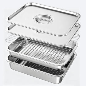 QURAS grill prep & serve tray set assembled for marinating and serving BBQs