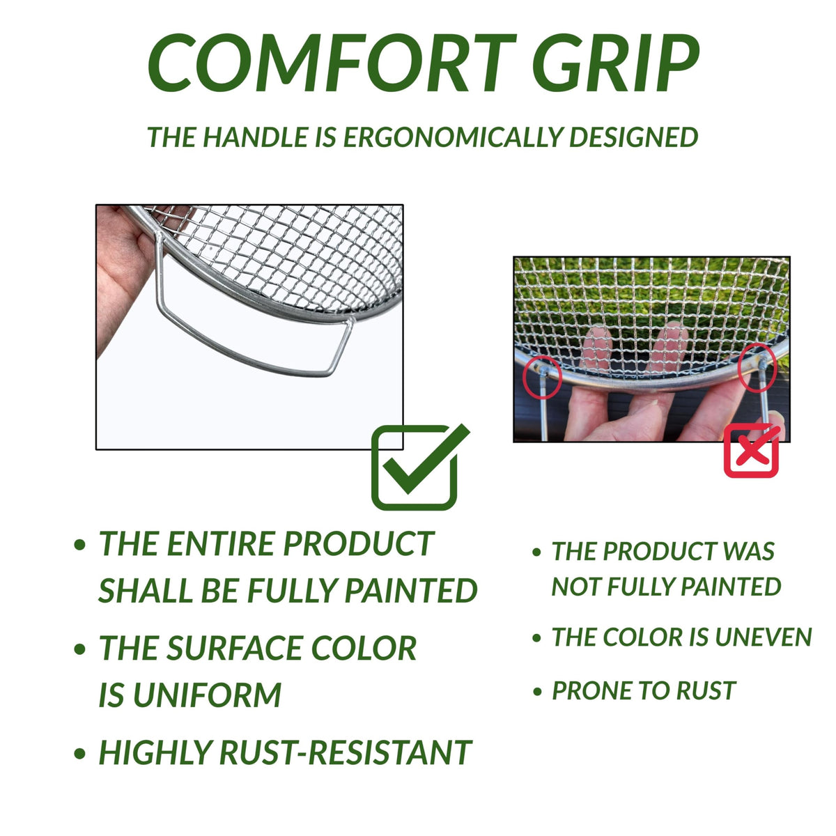 QUTIING galvanized steel sifter built for durable garden tasks