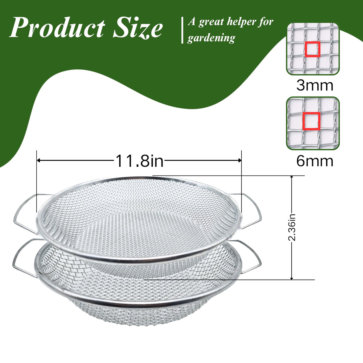 QUTIING soil sifter 3mm over a 5-gallon bucket for finer debris removal