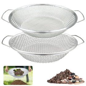 QUTIING soil sifter 6mm over a 5-gallon bucket for efficient soil separation