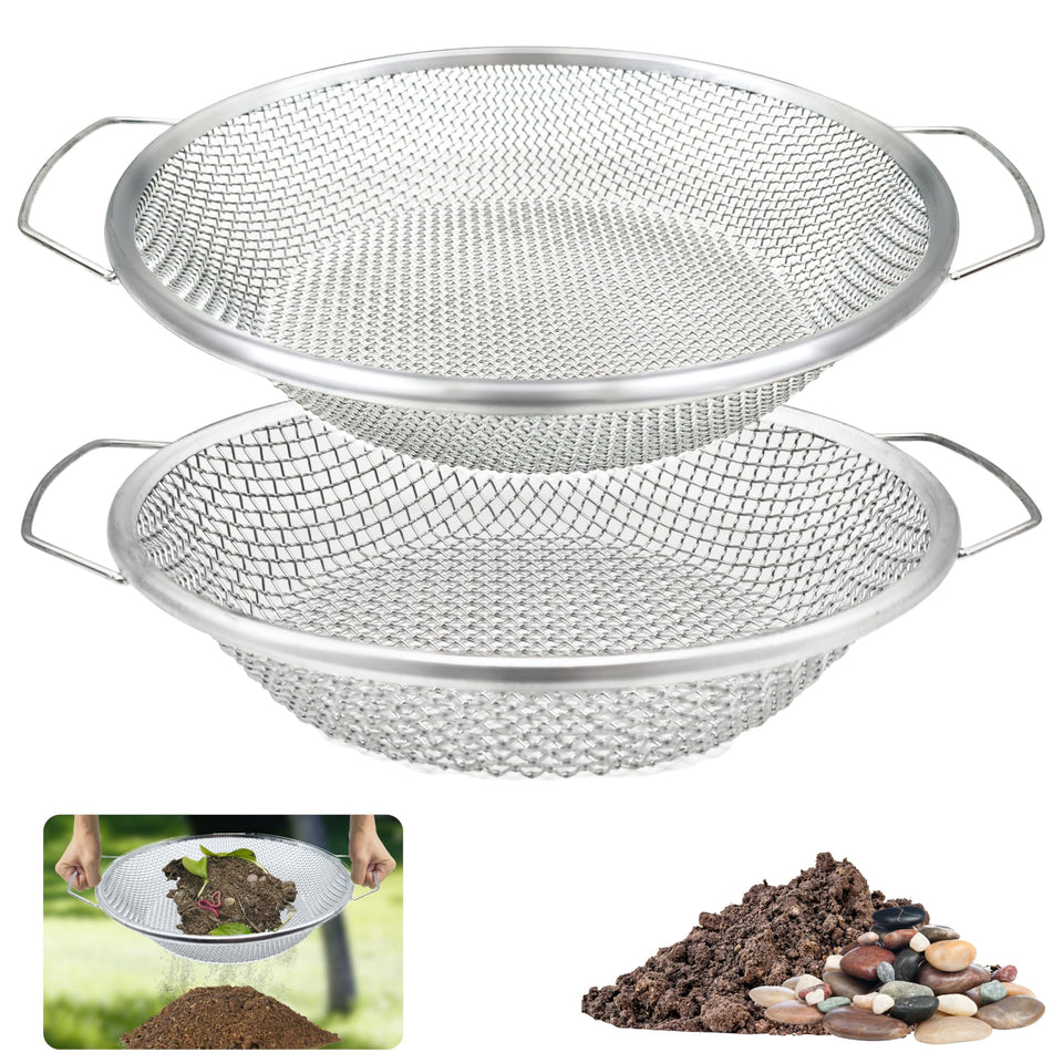 QUTIING soil sifter 6mm over a 5-gallon bucket for efficient soil separation