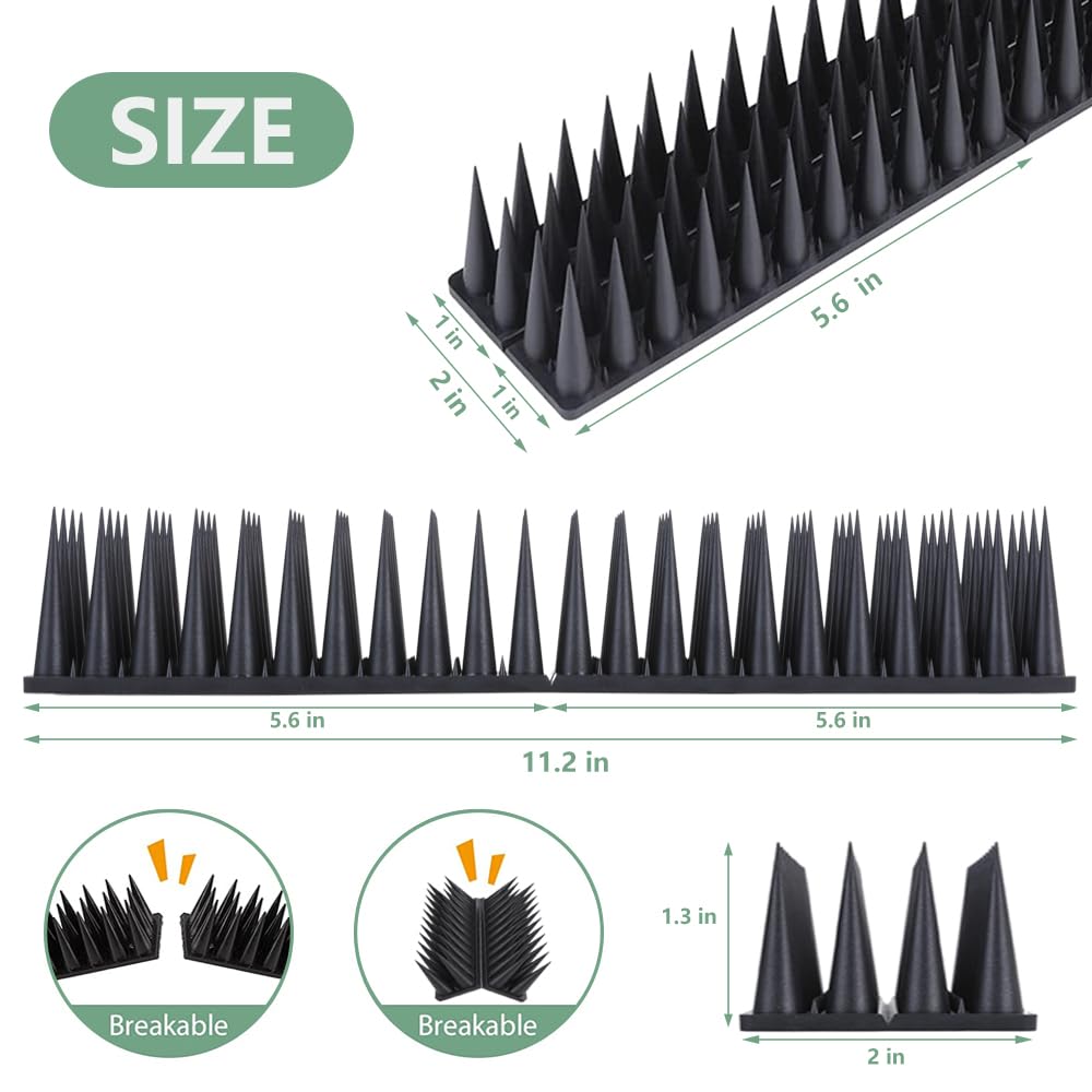 Quunoot Bird Spikes offer four-long, two-short row configuration for wider coverage.
